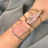 Chunky freeform faceted rose quartz statement cuff bracelet