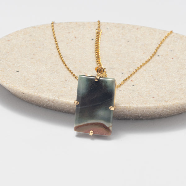 Australian mookaite elongated baguette pendant – Crystalika Gems