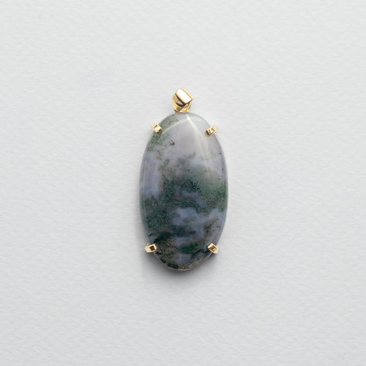 Moss agate mixed shape cabochon pendant