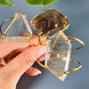 Chunky freeform faceted garden quartz statement cuff bracelet