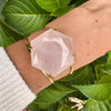 Rose quartz hexagon cuff bracelet