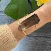 Freeform faceted bulky smoky quartz cuff bracelet