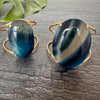 Blue agate oval cuff bracelet