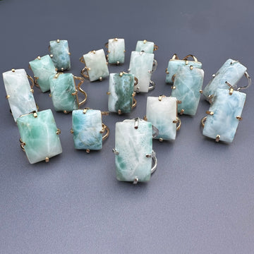 Larimar rectangle cabochon ring