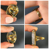 Moss agate mixed-shape cabochon rings