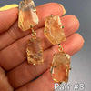 Chunky freeform faceted citrine double drop dangle earrings