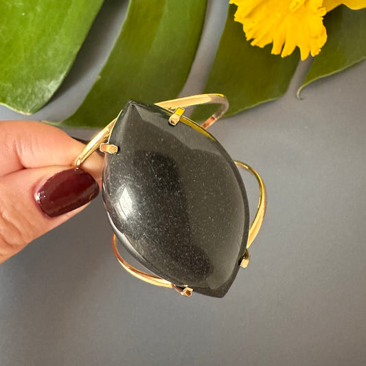 Black onyx marquise cuff bracelet