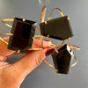 Black obsidian freeform faceted cuff bracelet