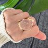 Freeform faceted clear quartz crystal ring