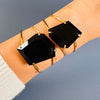 Black obsidian freeform faceted cuff bracelet