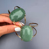 Green quartz oval cabochon cuff bracelet