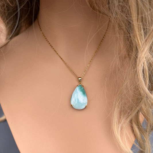 Larimar pear-shaped pendant