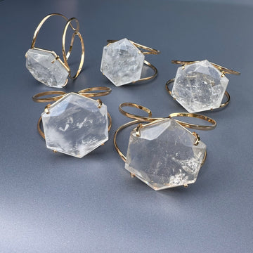 Medium crystal hexagon cuff bracelet