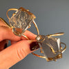 Freeform faceted smoky quartz cuff bracelet