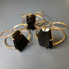Black obsidian freeform faceted cuff bracelet