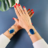 Oval blue agate cuff bracelet