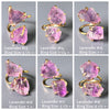Raw purple amethyst crystal dual stone ring