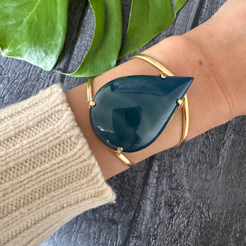 Blue agate pear cuff bracelet