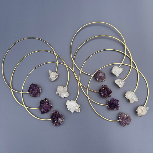 Rosette amethyst & crystal cluster choker