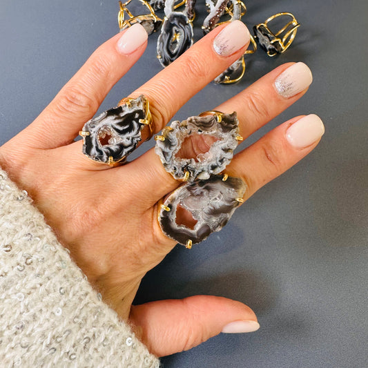 Druzy geode slice ring