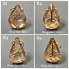 Faceted pear-shaped smoky crystal ring