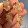 Chunky freeform faceted citrine double drop dangle earrings