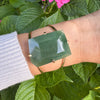 Freeform faceted green quartz cuff bracelet