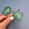 Green quartz oval cabochon cuff bracelet