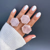 Rose quartz large hexagon ring