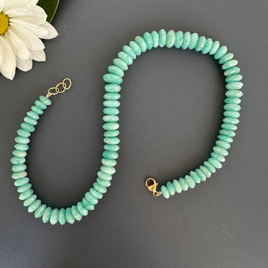 Amazonite German cut beaded necklace