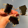 Black obsidian freeform faceted cuff bracelet
