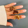 Druzy citrine crescent moon cluster ring