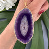 Purple agate slice pendant