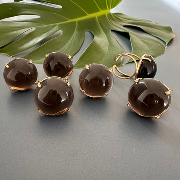 Smoky quartz round ring