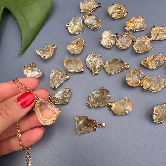 Small raw citrine gem pendant