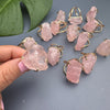 Large raw rose quartz gem ring