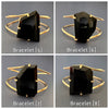 Black obsidian freeform faceted cuff bracelet