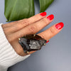 Large raw smoky quartz gem ring