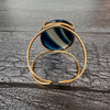 Blue agate oval cuff bracelet