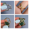 Green quartz oval cabochon ring