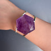 Purple amethyst hexagon cuff bracelet