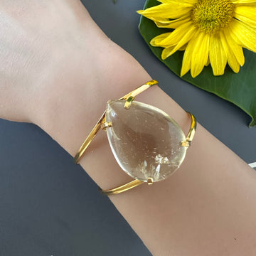 Clear crystal pear shaped cuff bracelet