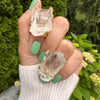 Large raw green amethyst gem ring