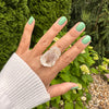 Large raw green amethyst gem ring