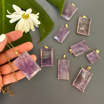 Amethyst rectangle pendant