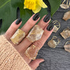 Freeform faceted rutilated quartz ring