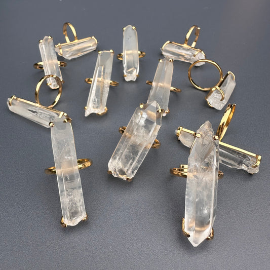 Lemurian crystal point simple band ring