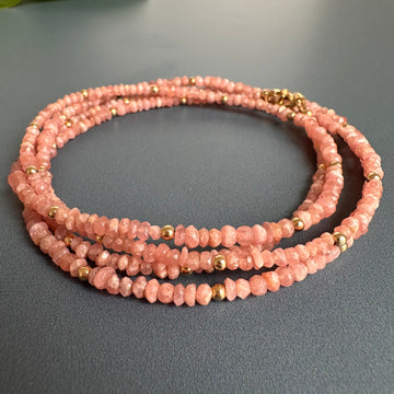 Double wrap rhodochrosite necklace