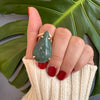 Dark green quartz pear shaped ring