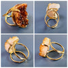 Druzy citrine crescent moon cluster ring
